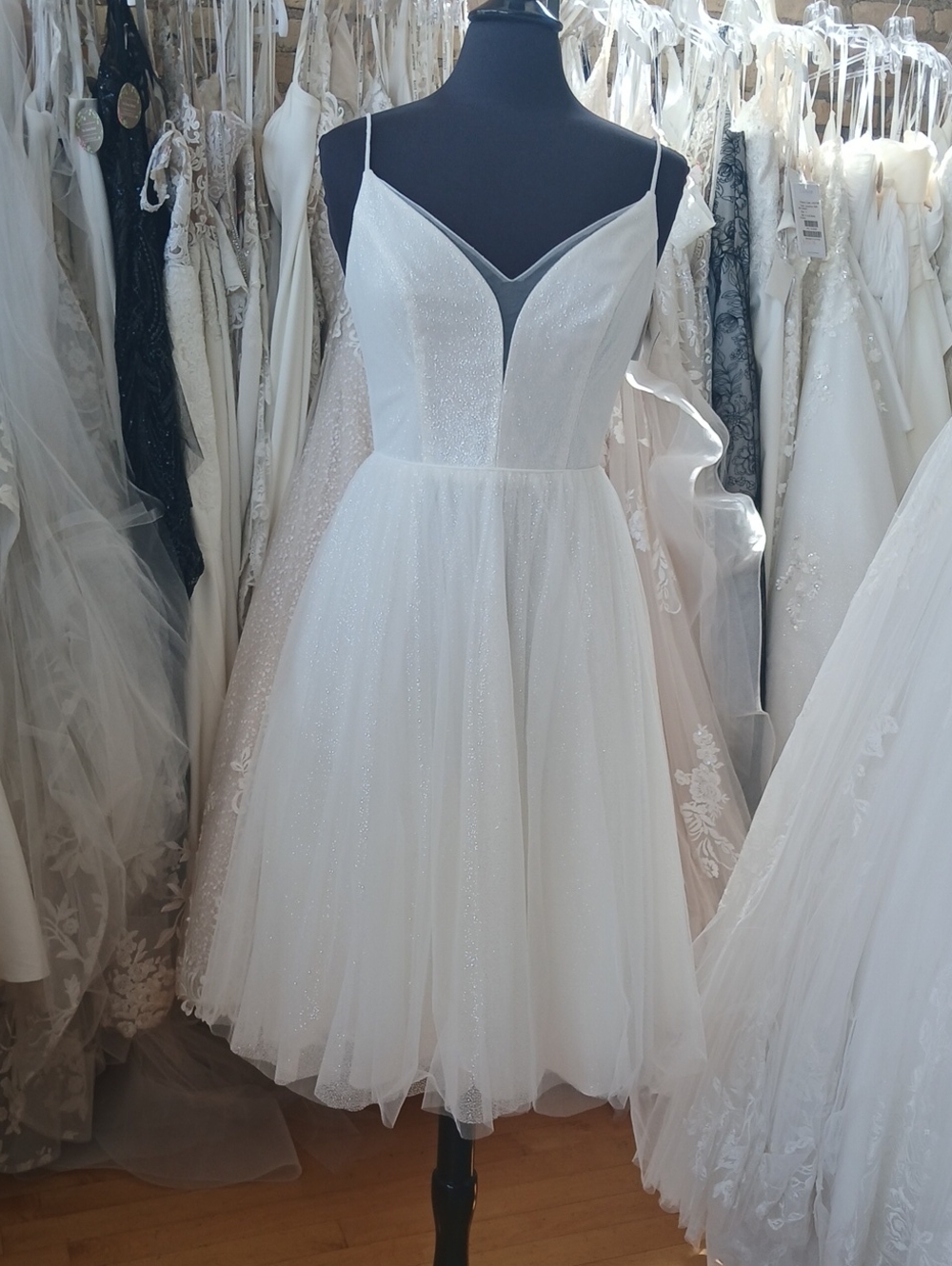 All Sparkle Tea Length Wedding Dress